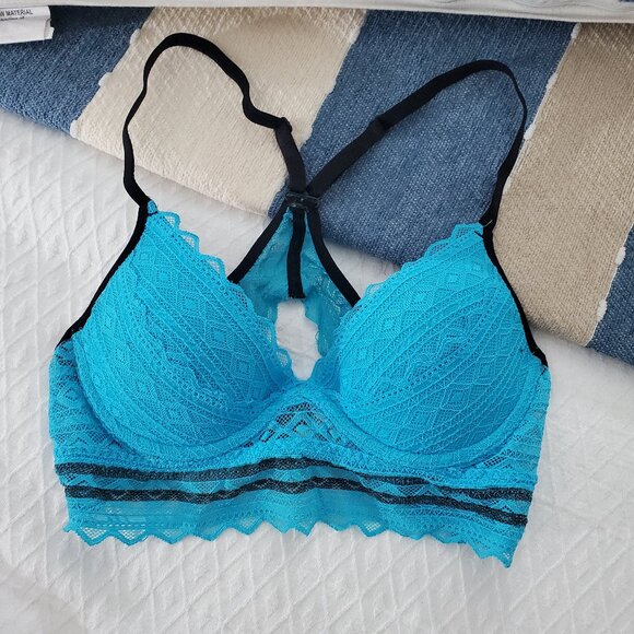 Victorias Secret Pink- Wired Lace Balconette Razerback keyhole Bra - Picture 1 of 16